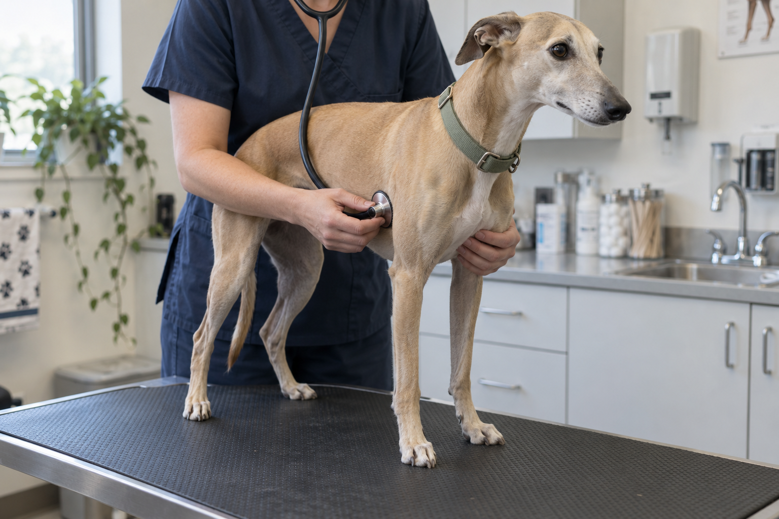 Veterinář vyšetřuje vipeta s náhlou změnou chování
